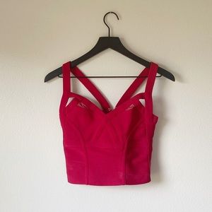 Urban Outfitters Silence and Noise Red Zipper Back Mesh Corset Top